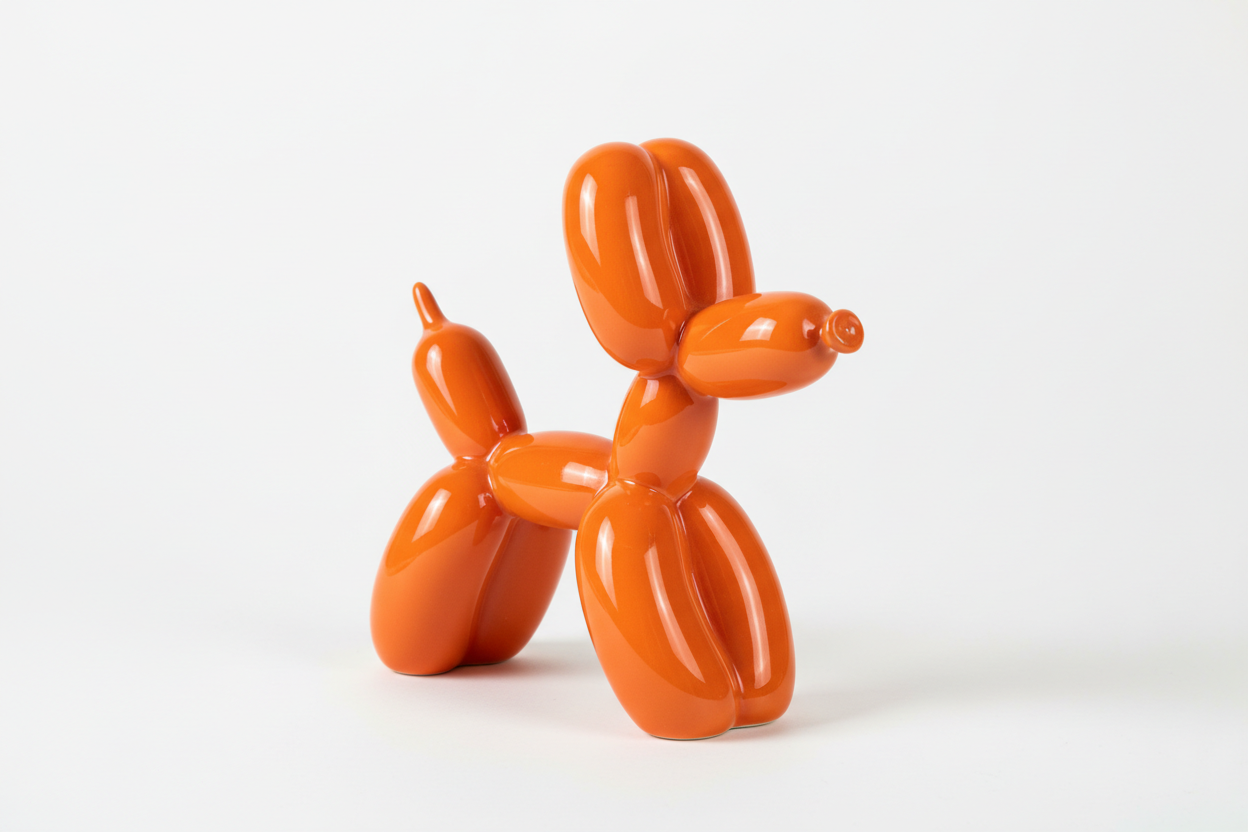 orange Mini Ceramic Balloon Dog Statue