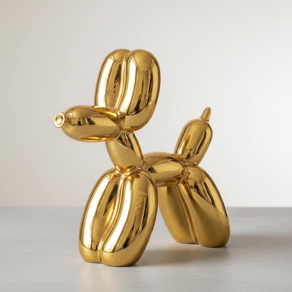 gold Mini Ceramic Balloon Dog Statue