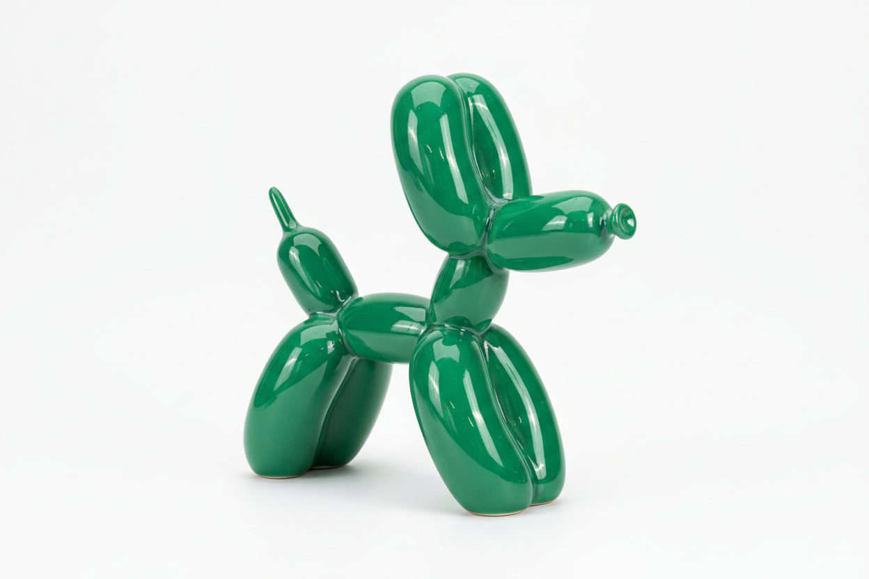 green Mini Ceramic Balloon Dog Statue