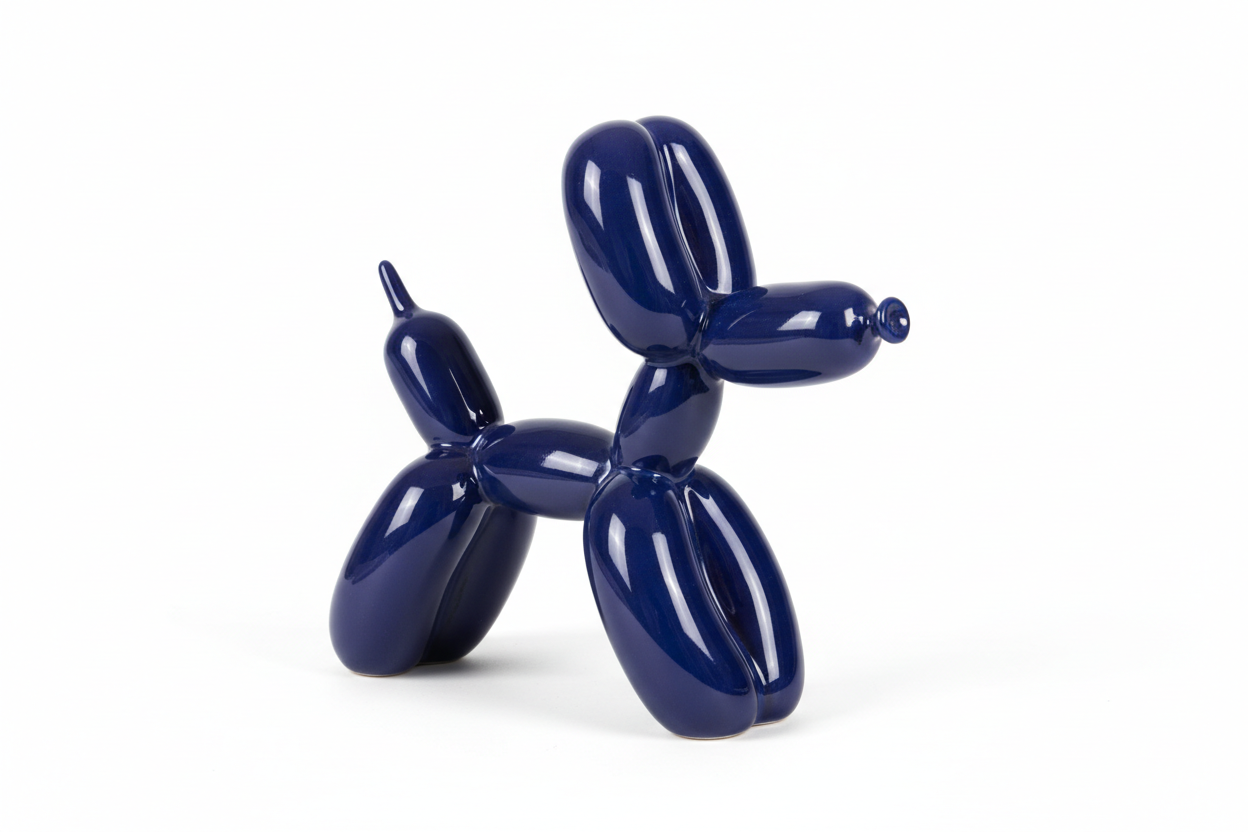 Navy Blue Mini Ceramic Balloon Dog Statue