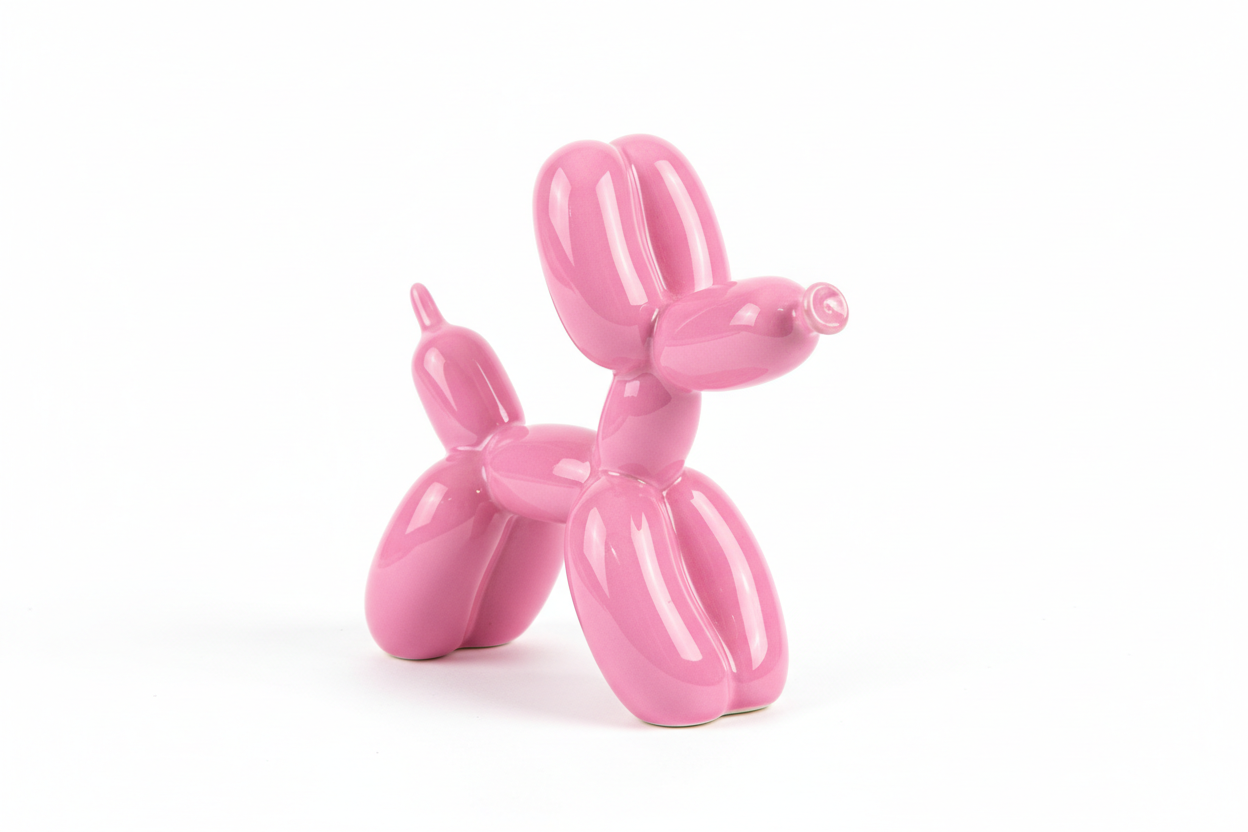 pink Mini Ceramic Balloon Dog Statue