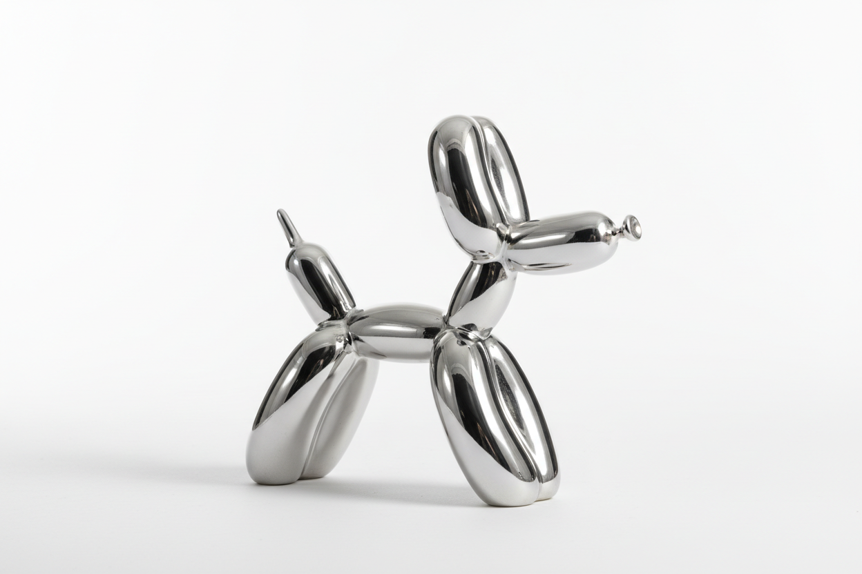 Silver Mini Ceramic Balloon Dog Statue